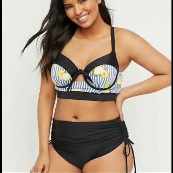 Cacique Balconette Plus Size Lemon Swim Top Nwt - Picture 1 of 8